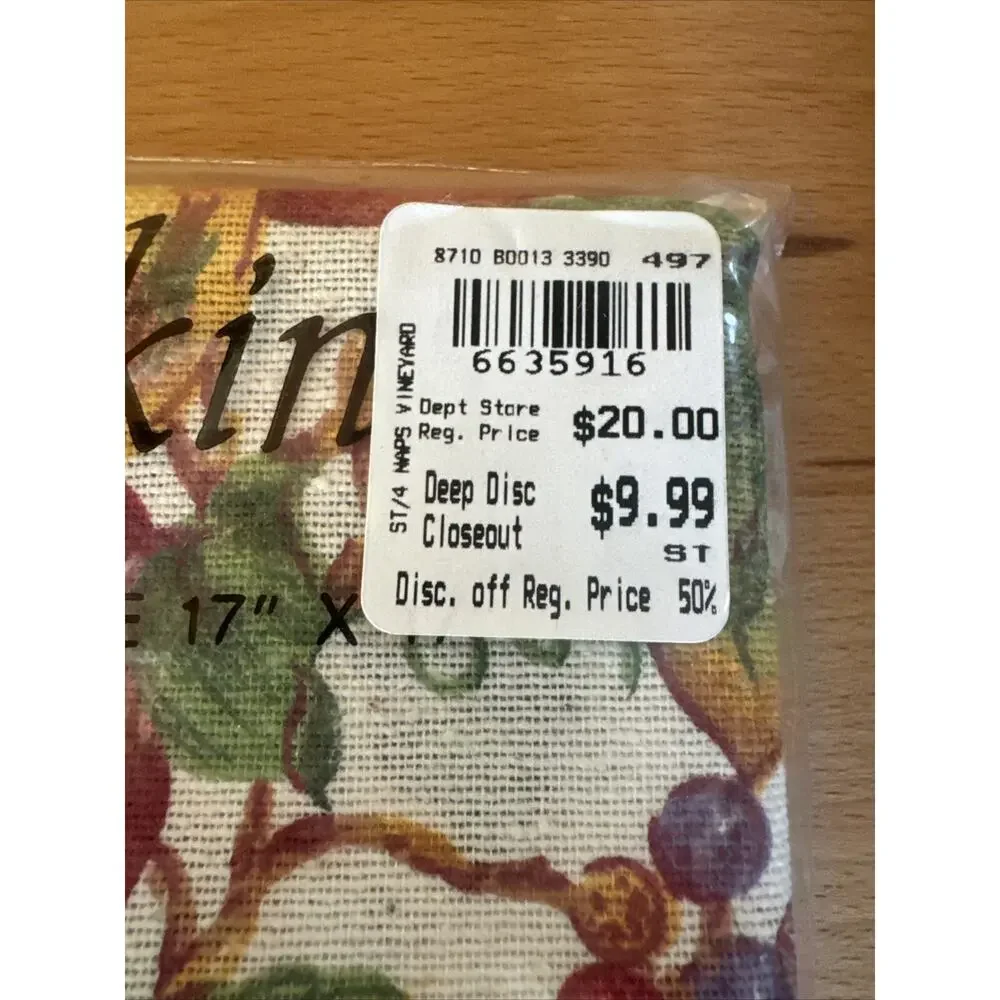 4 Bardwil Linens Vineyard, Permanent Press, Soil, Release, Napkins